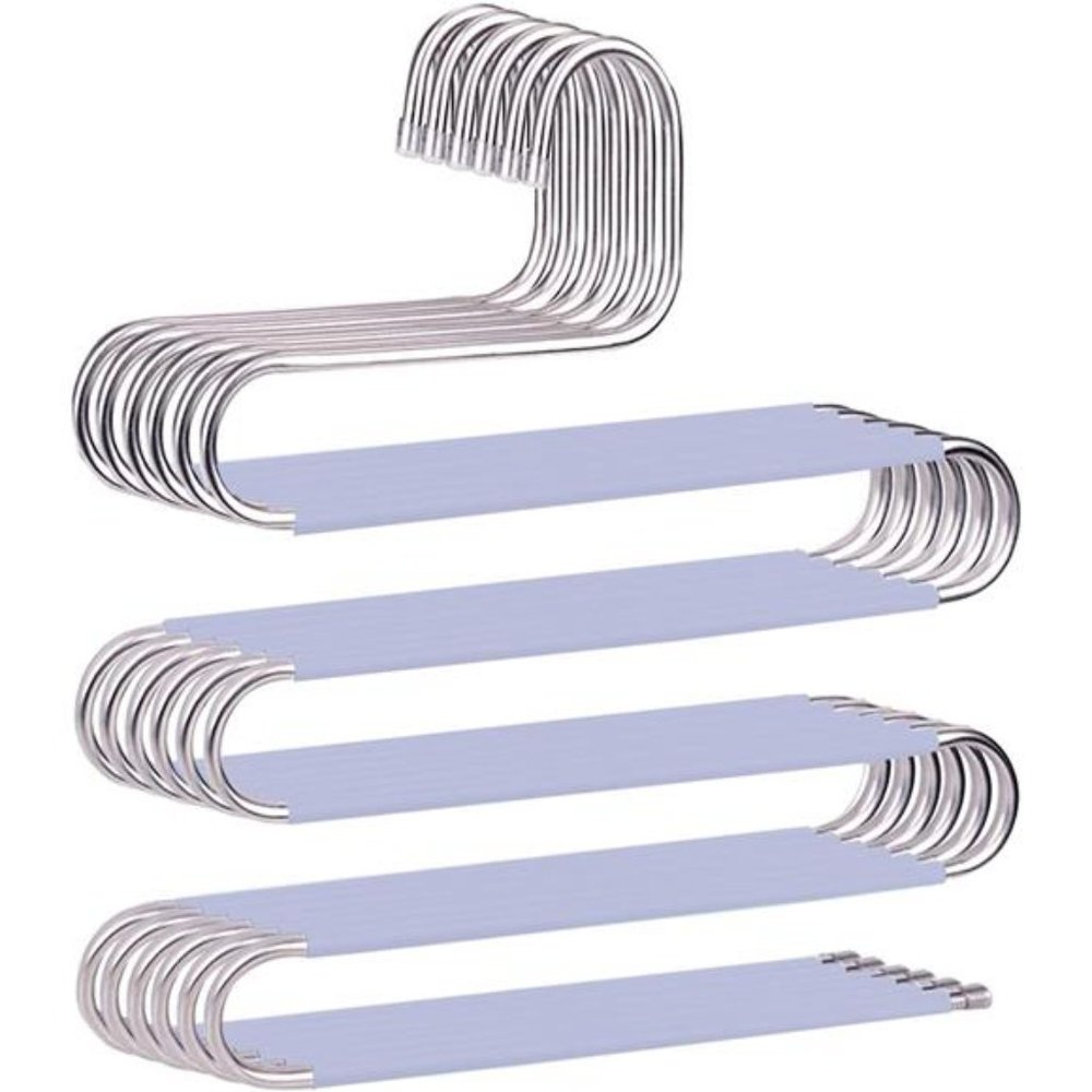 6 Pack S-Shape Trousers Hangers Stainless Steel Clothes Hangers Closet Storage